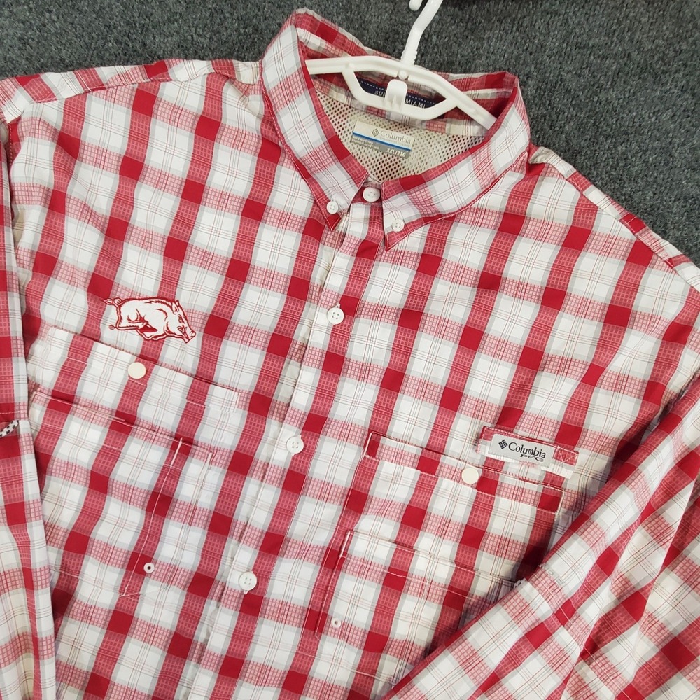 Arkansas Razorbacks Columbia Shirt Mens XXL Super Tamiami Red NCAA Fishing PFG